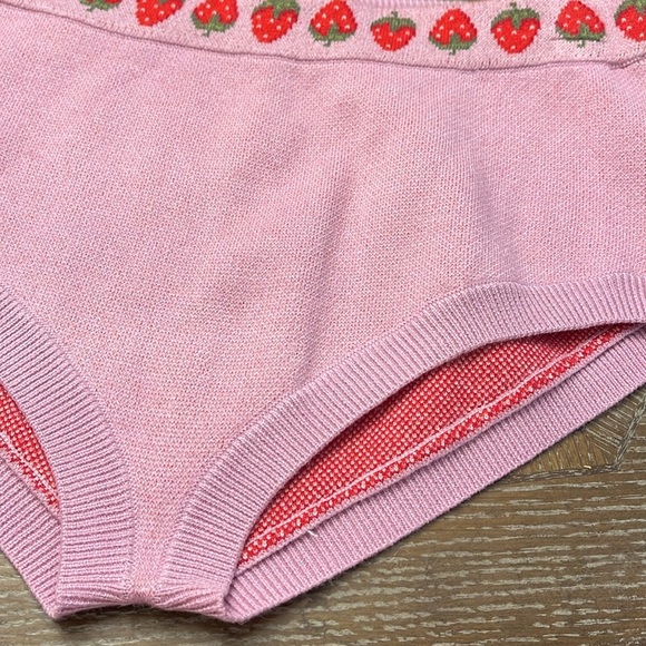 Free People Strawberry Embroidered Lilac Knit panty brief  size small - Picture 10 of 11